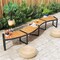 Natural Black Acacia Wood Metal Outdoor Curved Backless Garden Bench